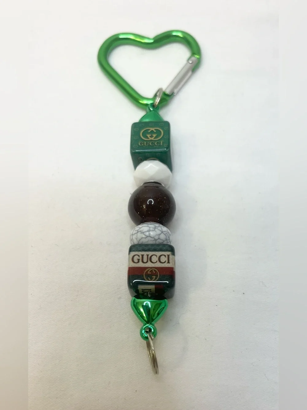 Fashion Gucci Green Beaded Keychain Charm
